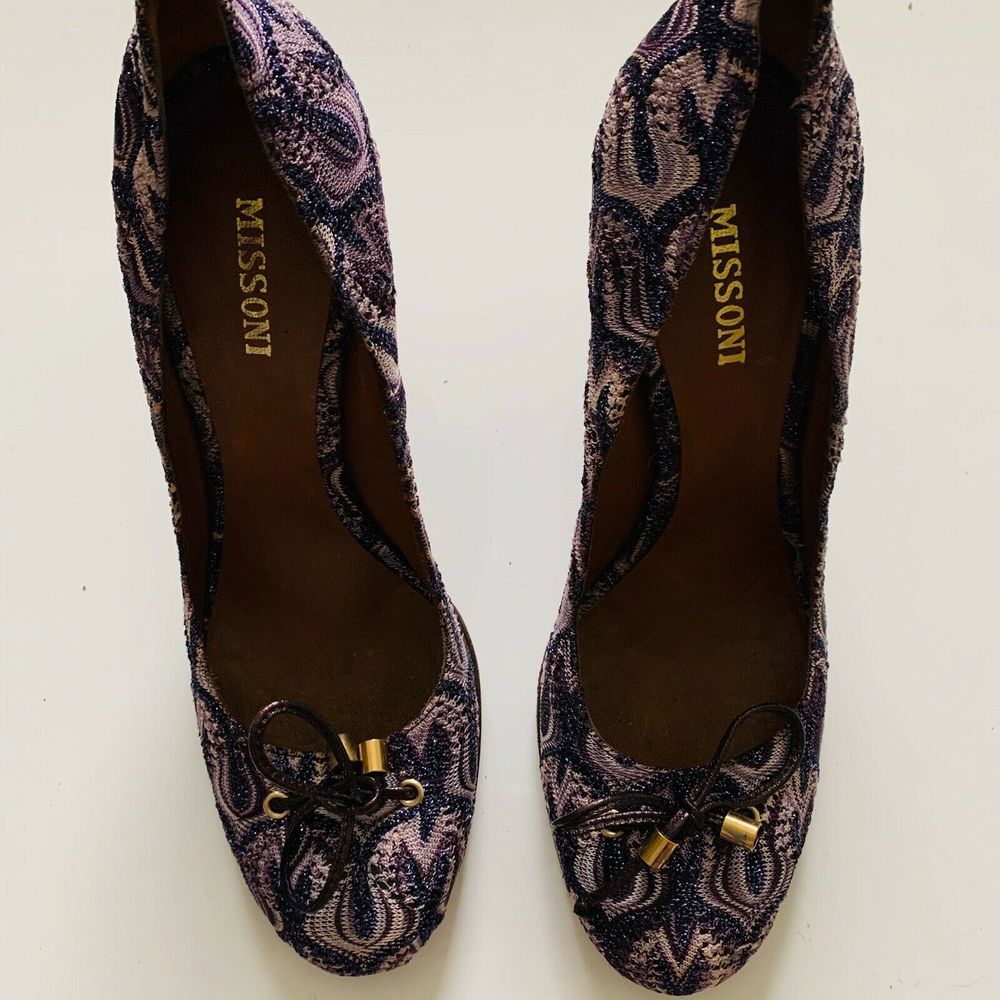 Missoni Metallic Multicolor Knit Fabric Bow Pumps - Picture 4 of 6
